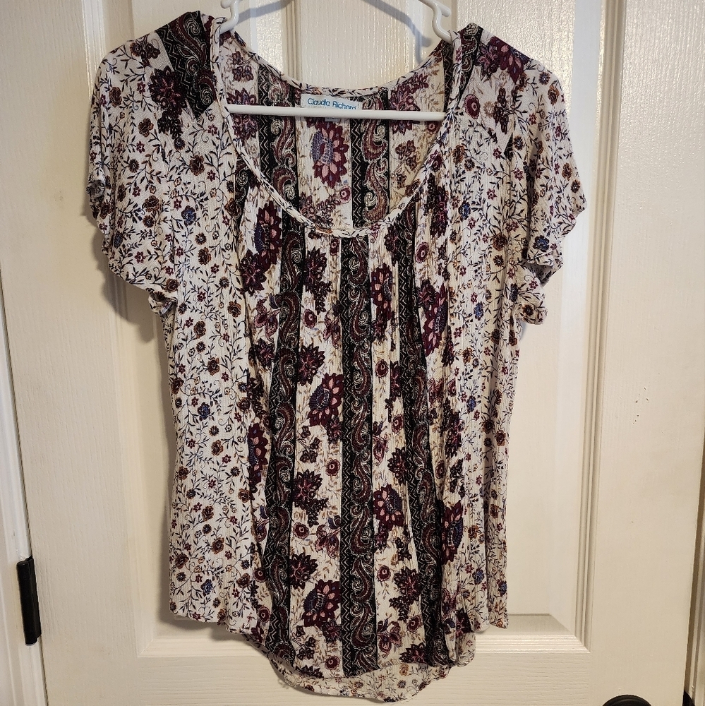 >>FREE<< Claudia Richard women's floral top, sz small petite. *222.6